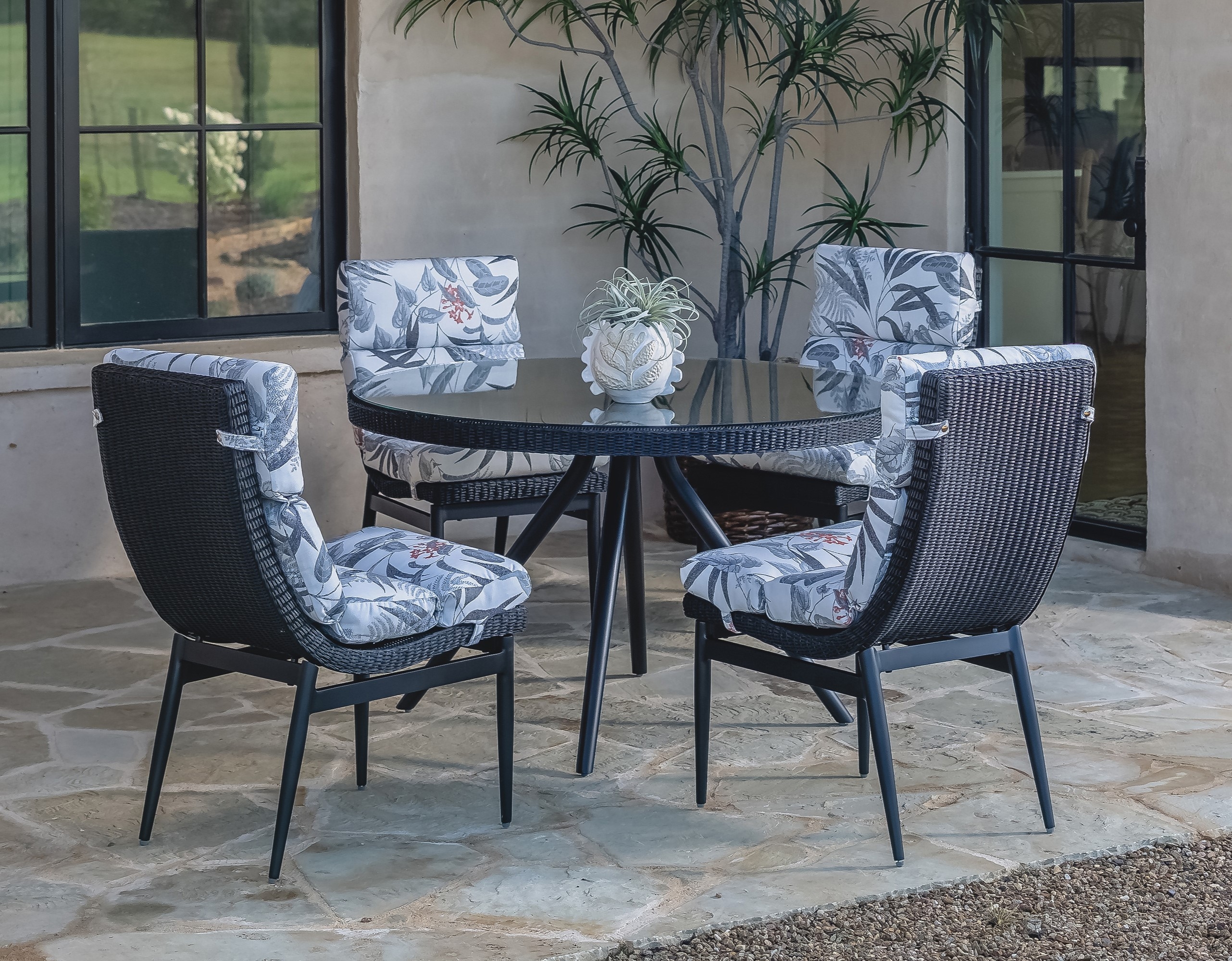 Cushioned Wicker-Seat Dining Chair