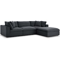 Down Filled Overstuffed 4 Piece Sectional Sofa Set