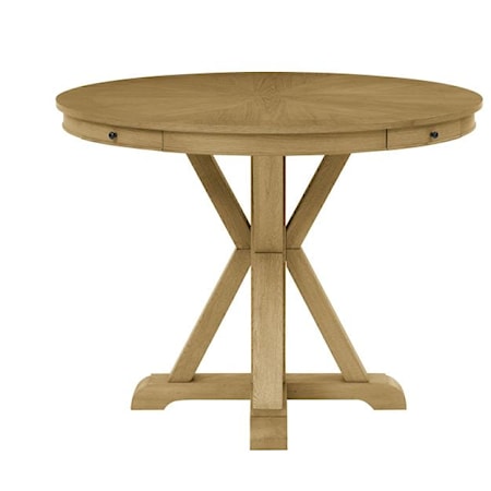 Rustic Counter Height Round Dining Table - Natural Finish