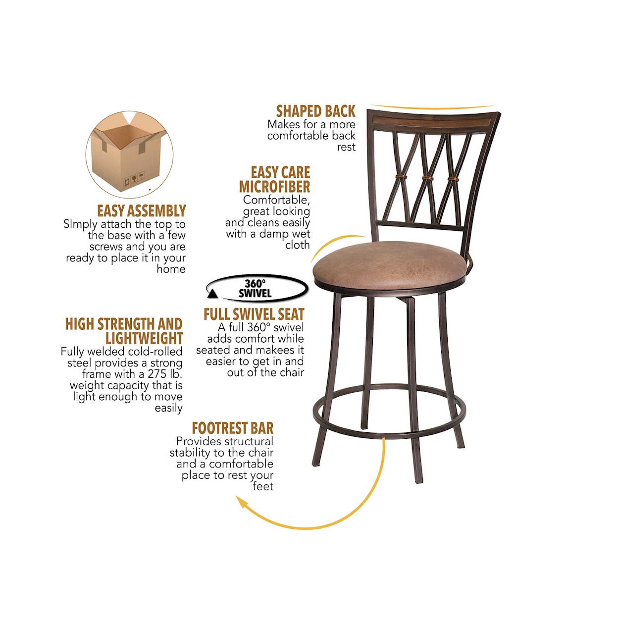 Steve Silver Settle SETTLE BROWN SWIVEL PUB STOOL |