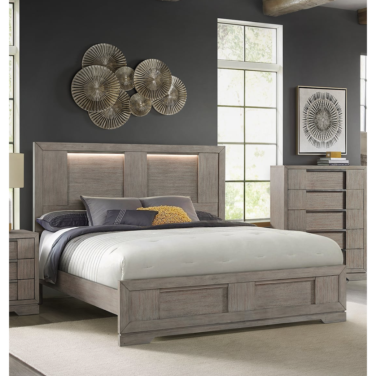 Elements International Kelis King Panel Bed