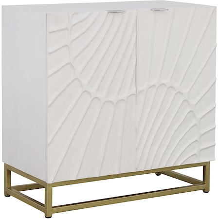 Glam Two Door Cabinet with Serpentine Pattern