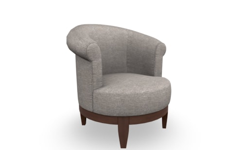 Chic Swivel Chair with Traditional Rolled Chair Back