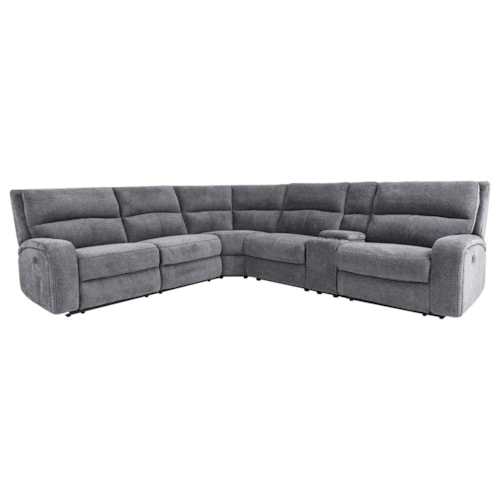 Casual 6-Piece Power Reclining Sectional Sofa with Power Headrests