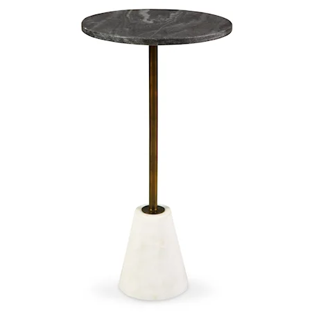 Black and White Marble Top Accent Table with White Marble Base