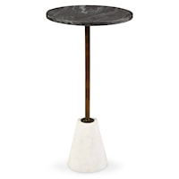 Black and White Marble Top Accent Table with White Marble Base