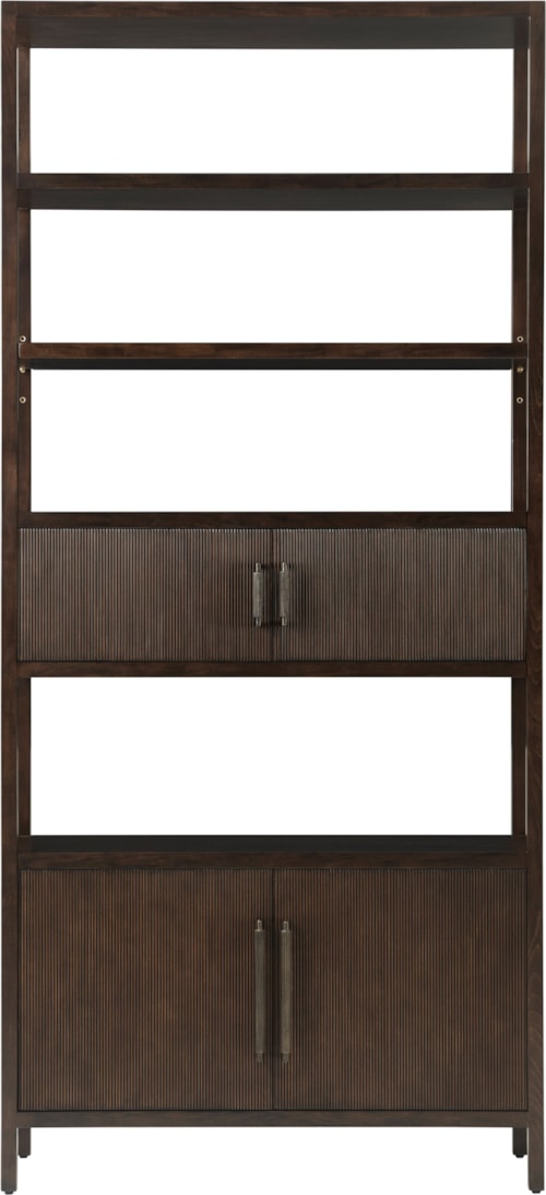 Transitional Reeded Bookcase with Closed Storage4