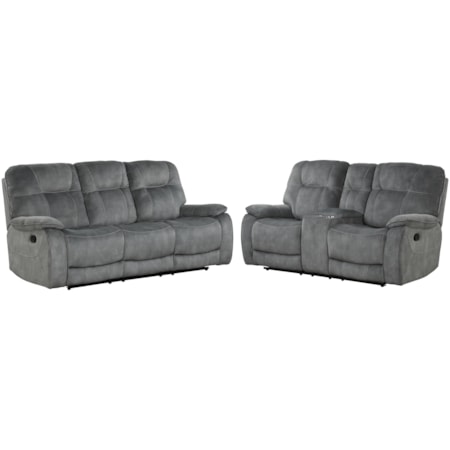 Manual Reclining Sofa and Loveseat Set