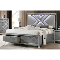Contemporary California King Storage Bed with Built-in LED Lighting
