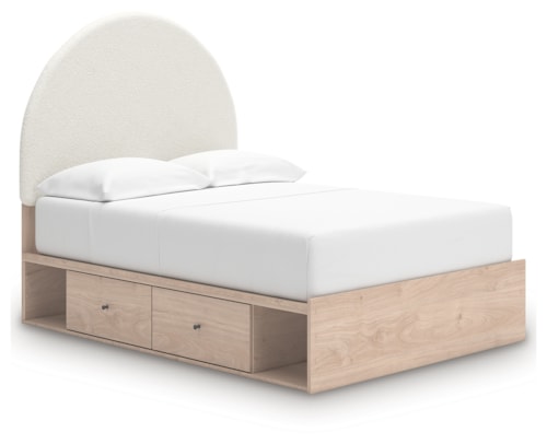 Full Upholstered Panel Bed With Storage