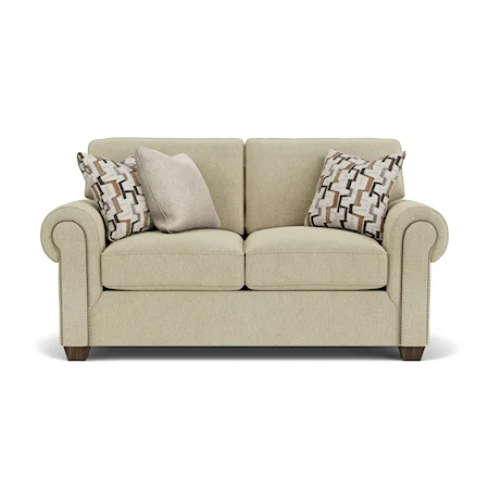 Transitional Loveseat with Nailheads