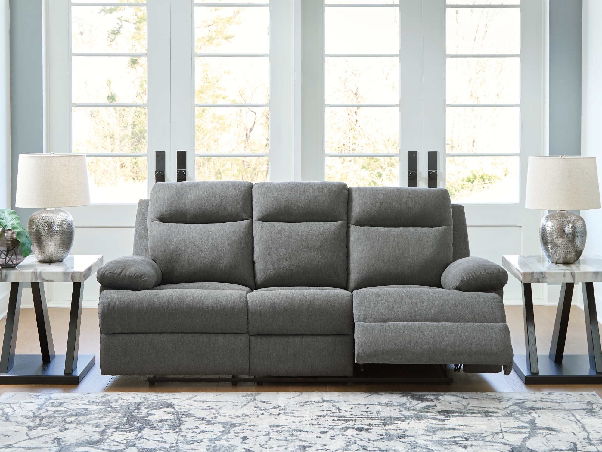 Signature Design by Ashley Side-Swipe Rec Sofa W/ Drop Down Table
