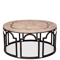 Contemporary Rustic Round Cocktail Table with Reclaimed Wood Top