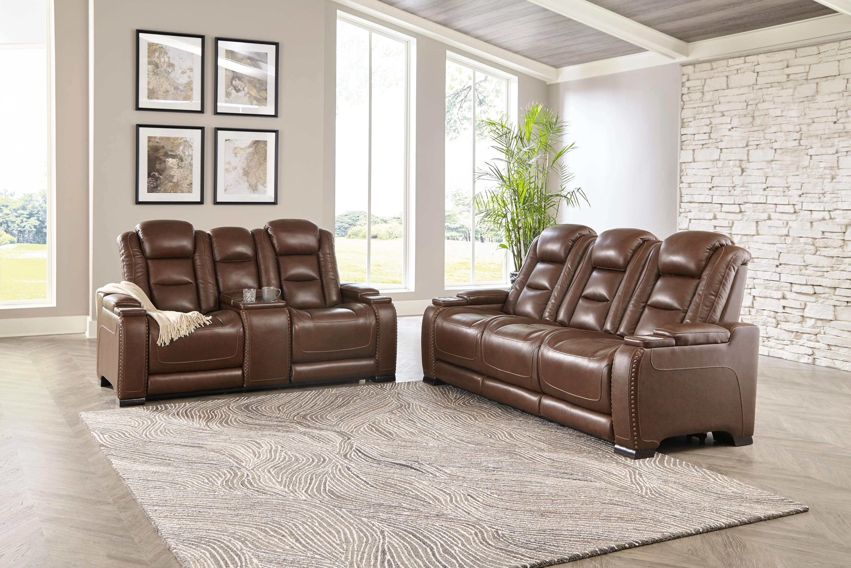 Signature Design by Ashley The Man-Den U8530615 Contemporary Power  Reclining Sofa with Adjustable Headrest and Lumbar Support, Wayside  Furniture & Mattress