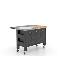 Transitional Customizable Kitchen Island with Removable Butcher Block and Stainless Steel Top