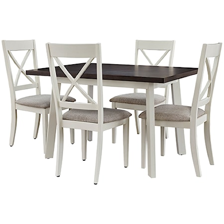 Farmhouse 5-Piece Dining Table Set with Upholstered Seats