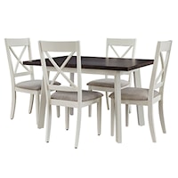 Farmhouse 5-Piece Dining Table Set with Upholstered Seats
