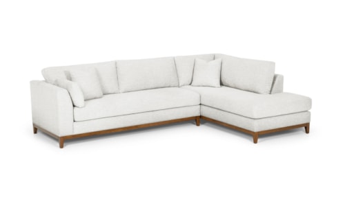 Contemporary 2-Piece Sectional w/ Chaise and Exposed Wood Rail