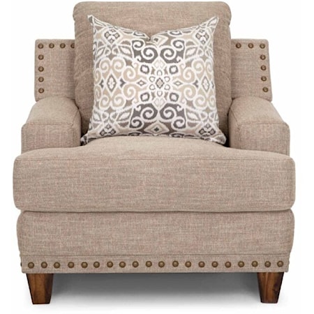 Casual Stationary Accent Chair with Nail-Head Trim