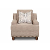 Casual Stationary Accent Chair with Nail-Head Trim