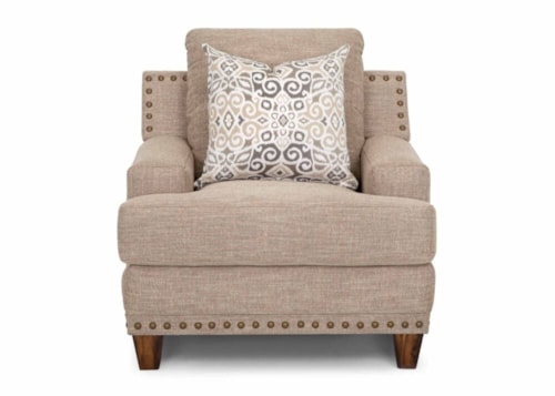 Casual Stationary Accent Chair with Nail-Head Trim