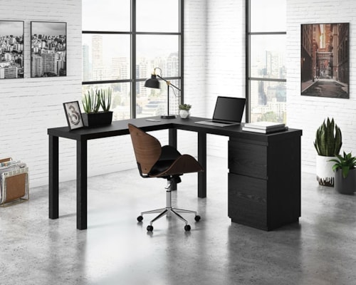 Contemporary L-Shaped Desk with File Drawer