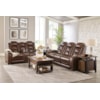 Ashley Furniture Signature Design The Man-Den Power Reclining Sofa with Adj Headrests