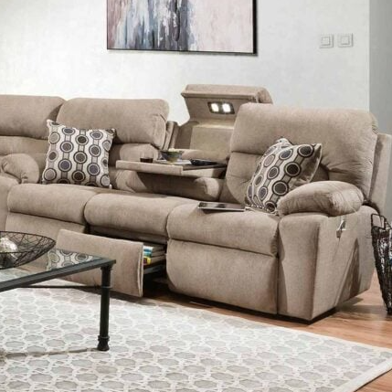 Casual Dual Power Reclining Sofa with Drop Down Table