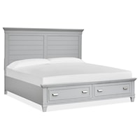 Contemporary California King Panel Bed with Storage Footboard