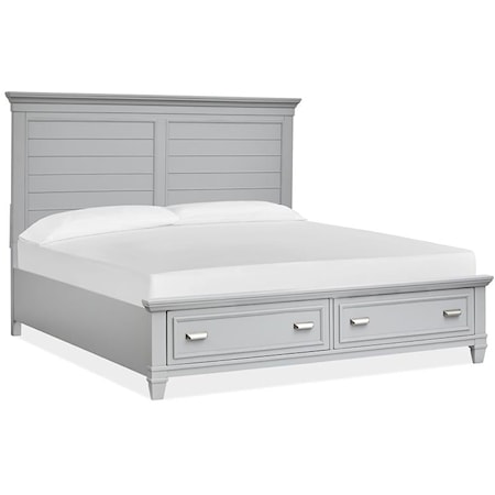 Contemporary King Panel Bed with Storage Footboard