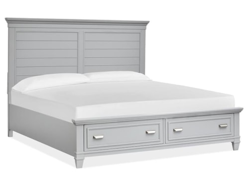 Contemporary Queen Panel Bed with Storage Footboard