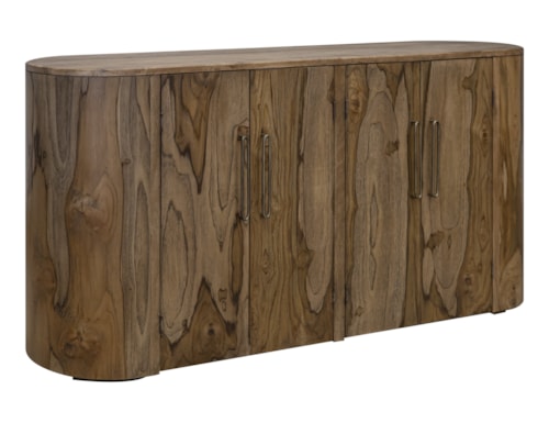 Modern Rustic 4-Door Storage Console with Magnetic Door Catches