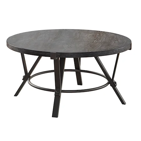 Industrial Round Iron Base Cocktail Table