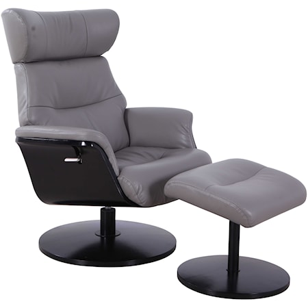 Transitional Swivel Recliner and Ottoman