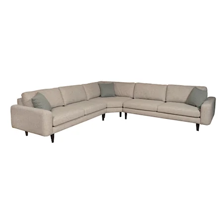 Transitional Sectional Sofa with Plush Back Pillows