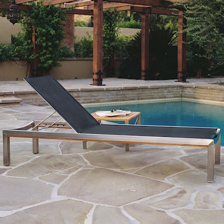 Outdoor Adjustable Chaise with Wheels