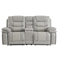 Casual Dual-Power Loveseat w/Console and USB Port