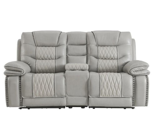Casual Dual-Power Loveseat w/Console and USB Port