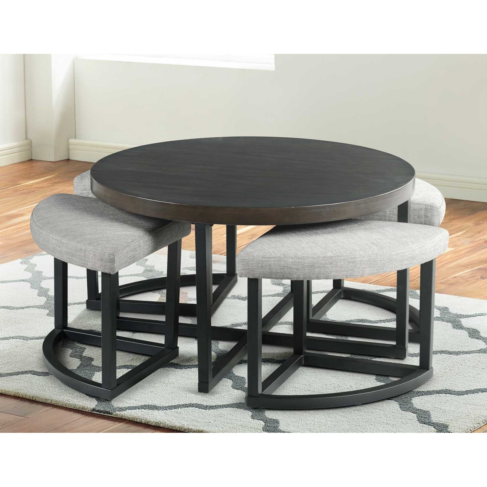 Steve Silver Yukon YU3636NT Transitional Coffee Table with Stools