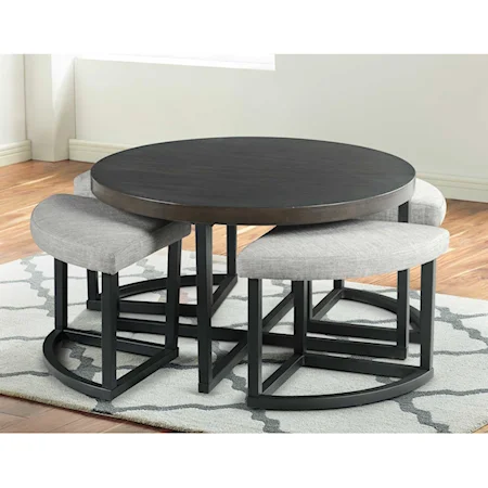 Transitional Coffee Table with Stools