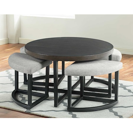 YUCATAN GREY COFFEE TABLE | WITH 4 STOOLS