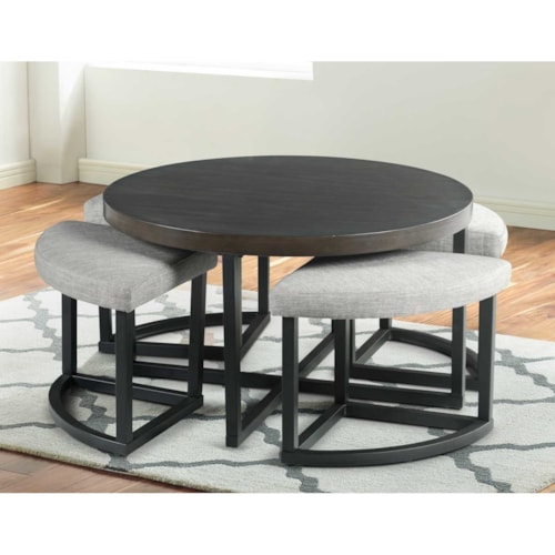 Transitional Coffee Table with Stools