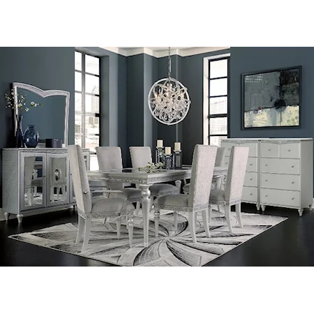 Contemporary Glam 11-Piece Dining Room Set
