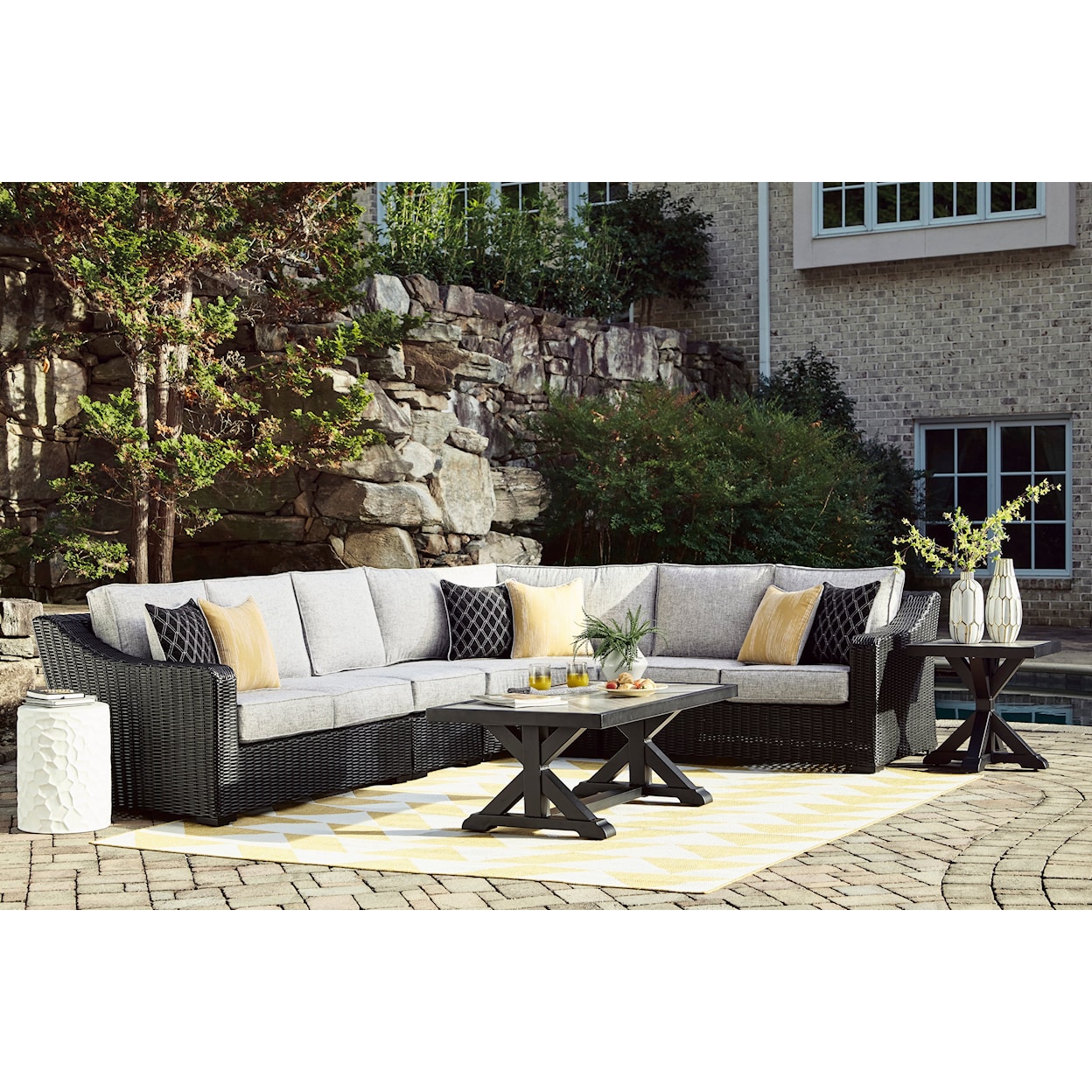 Ashley Furniture Signature Design Beachcroft 4-Piece Outdoor Sectional