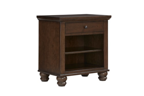 Transitional 1-Drawer Nightstand with Adjustable Shelf