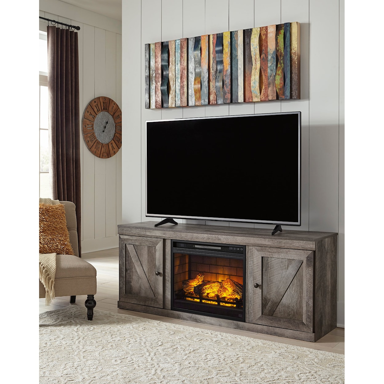 Signature Design by Ashley Wynnlow 60" TV Stand with Fireplace