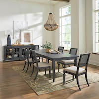 Transitional 7-Piece Rectangular Dining Set with 20" Leaf