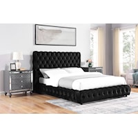 Contemporary Upholstered Queen Bed with Tufted Headboard and Footboard