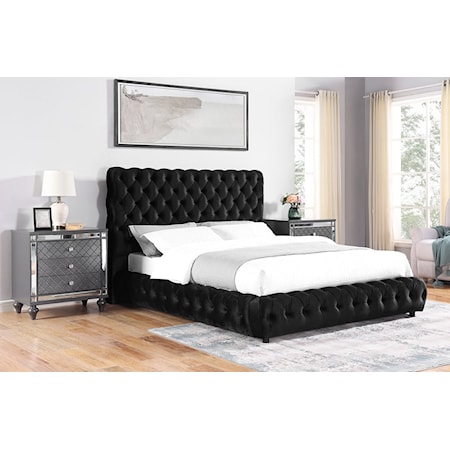 Upholstered King Bed with Tufting