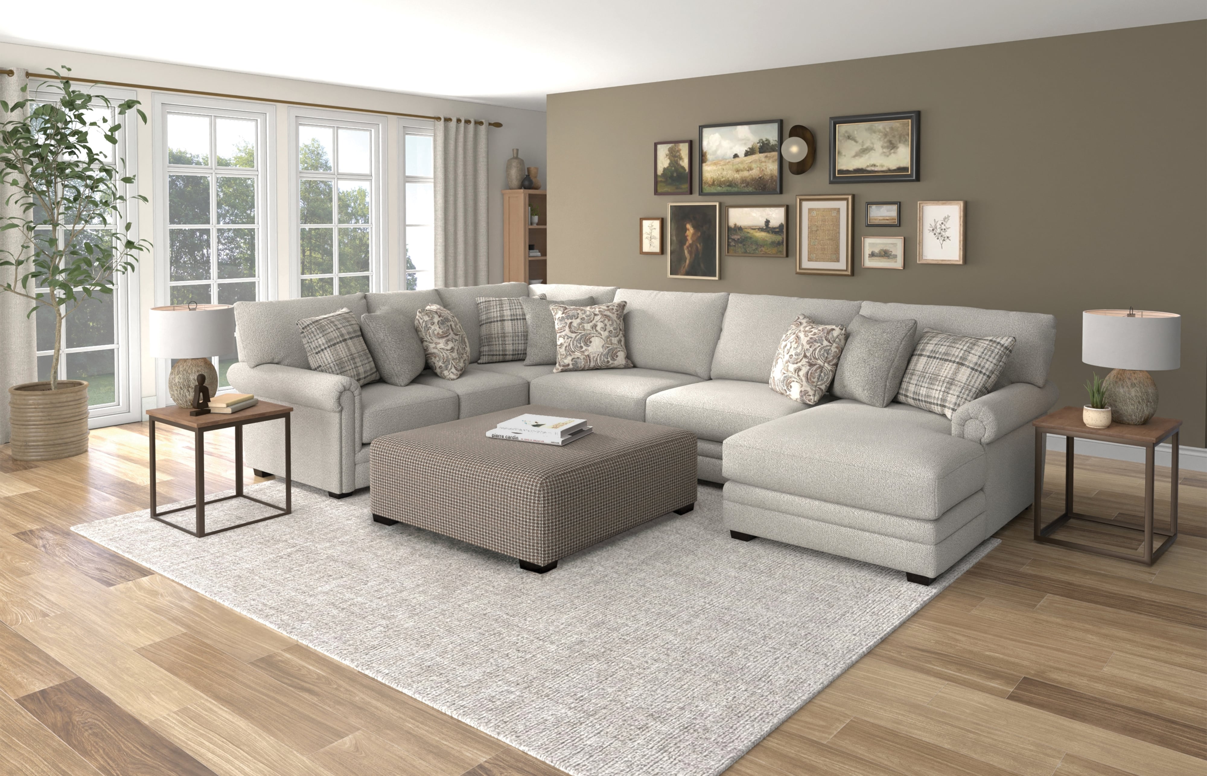 Jackson Furniture Livingston 3-Piece Sectional Sofa with Ottoman